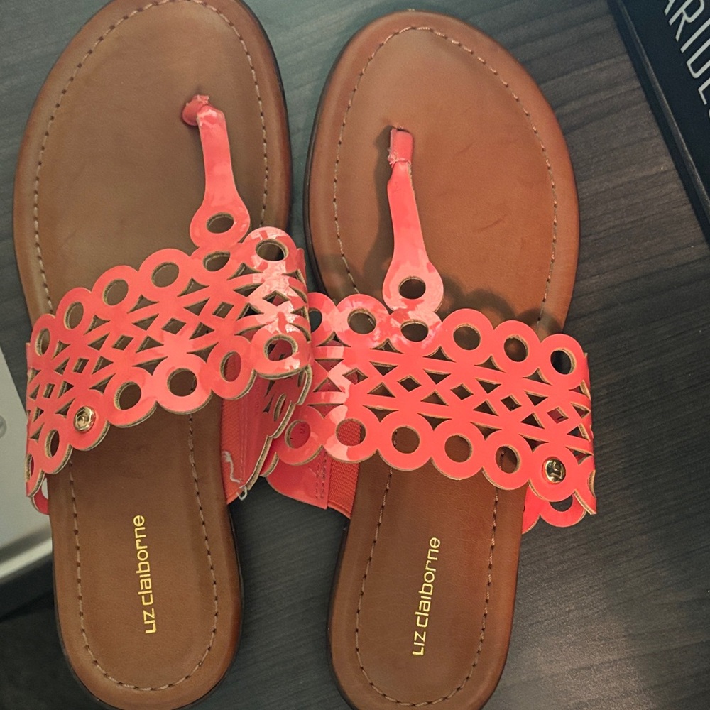 Liz Claiborne Bright Coral Sandals